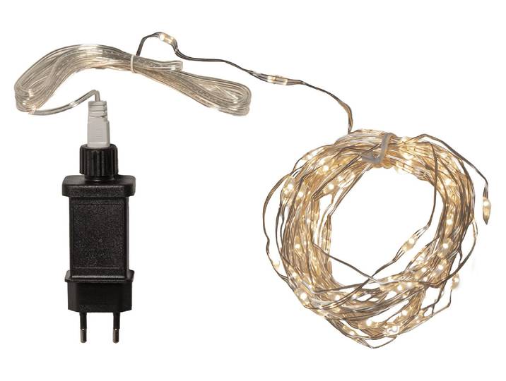 LED-Lichterkette Star Trading Lichterkette Dew Drop IP20, Warmweiss, 100 LED , silber, B:0,5cm, Lichterketten, LED-Lichterkette
