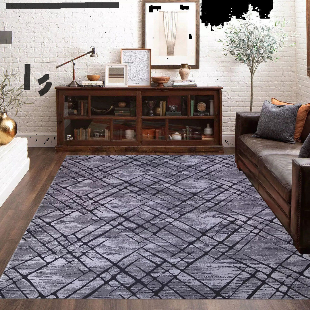 Borough Wharf Alexanderia Rectangle Geometric Flatweave Kilim Grey Rectangle 192cm x 288cm