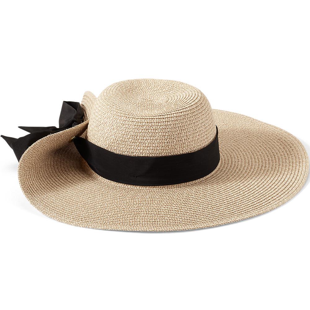 Stroh-Hut mit breitem Rand für Damen, Damen, size: regular, Weiß, by Lands' End