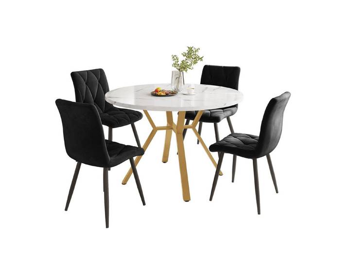 OKWISH Essgruppe Esstisch,Esszimmerstühle,Esstisch-Set, (5-tlg)