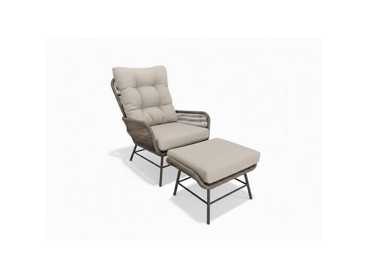 Tierra Outdoor Gartensessel-Set, Anthrazit, Champagner, Metall, Textil, rund, 72x96x139 cm, wetterbeständig, lichtecht, Gartenmöbel, Gartenstühle, Gartensessel