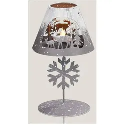 Hellum, LED Weihnachtsdeko, LED-Tischlampe Rentier-Familie und Schneeflocke