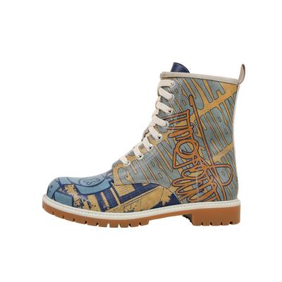 Schnürboots DOGO "Long Boots Schnürstiefel Robo Shibuya Damen Stiefeletten, Longe", Damen, Gr. 41, Normalschaft, gelb, Lederimitat, Schuhe Schnürboots, Handgefertigt