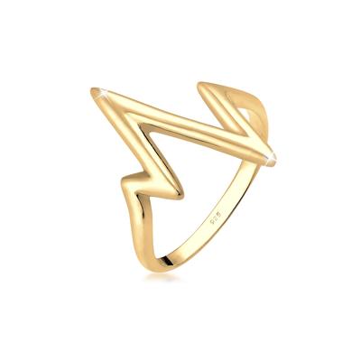 Silberring ELLI "Ring Herzschlag 925 Silber" Gr. 56, gold, Fingerringe, Damen, 56, Silber 925 (Sterlingsilber), Silberring