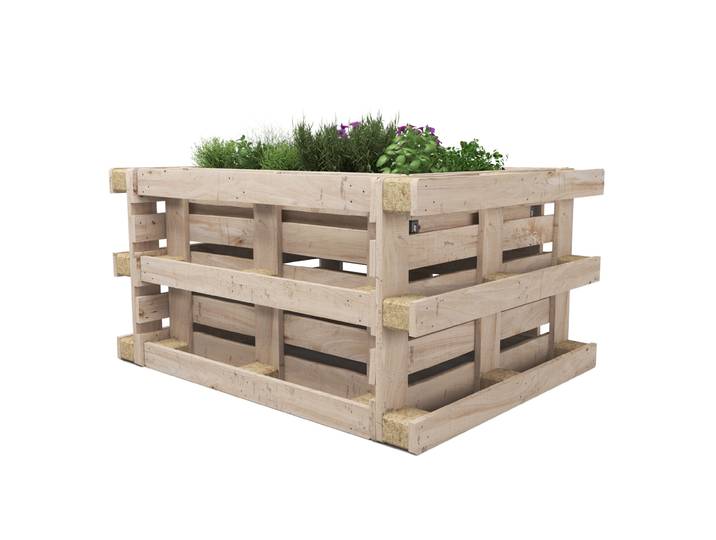 Hochbeet mit 4 Paletten Holz 149 x 120 x 80 cm