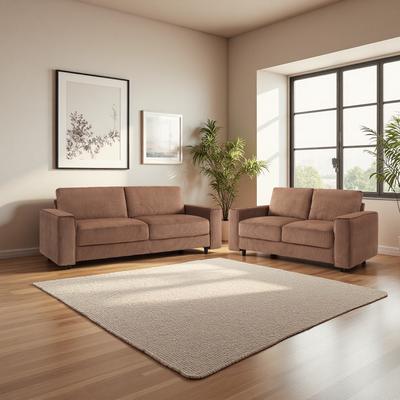 ZWYO HOSIMU Corduroy Minimalist Sectional Sofa Set with Wood Frame (4-Seat)