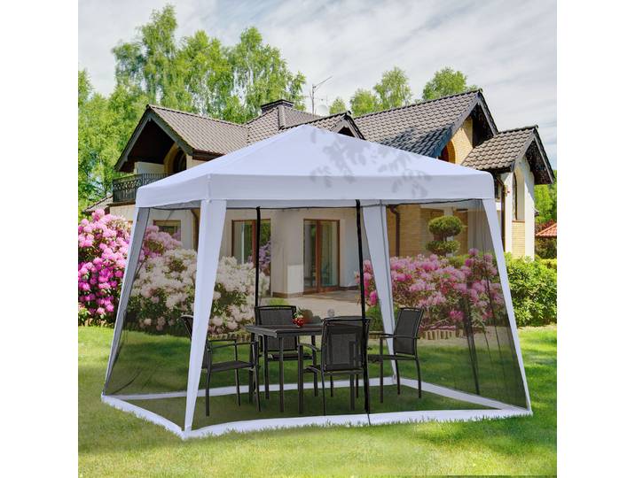Outsunny Tonnelle Colonial Gris Noir 3x3m Moustiquaires