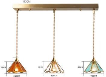 Quick Pick Pro IWHD Japanese Style Vintage Pendant Lamp, Slag Glass & Polished Copper LED Hanglamp For Bedroom, Bar, Cafe 8 4w