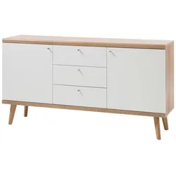 SIDEBOARD weiß, Eiche Riviera, Kommode skandinavisch, 160 x 83 cm