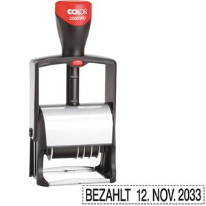 Colop Datumstempel Classic 2000/WD, schwarz, selbstfärbend, Abdruck 43 x 4 mm, Schrifthöhe 4 mm, mit 12 Lagertexten