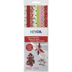 5x Heyda, Bastelpapier, Papierstreifen 1x30cm/1,5x30cm rot/weiss VE=160 Stück (120 g/m2, 160x)