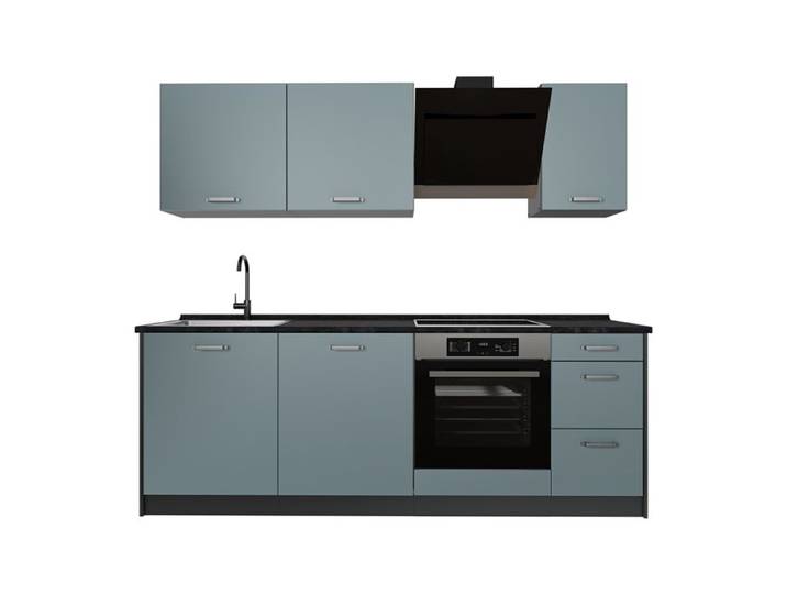 Cuisine R-Line 220cm plan de travail Anthracite Bleu-gris/Anthracite Vicco 67069