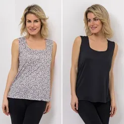 JERYMOOD HOMEWEAR 2 Tops ärmellos Mikrofaser Seitenschlitzen