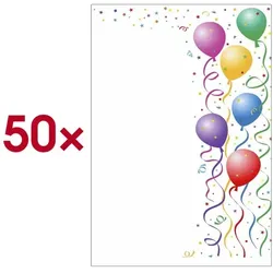 LUMA KARTENEDITION Motivpapier bunte Luftballons AM BPA 09 DIN A4 50 Stück mehrfarbig