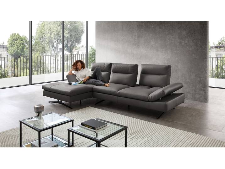 Cuoio Ecksofa Letizia mit manueller Sitztiefenverstellung in