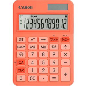 Canon Taschenrechner LS-125KB, MwSt-Berechnung, orange, 12-stelliges LC-Display, Solar- & Batteriebetrieb