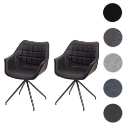 Einzelst�ck | 2er-Set Esszimmerstuhl HWC-H44, Küchenstuhl, drehbar Auto-Position Metall ~ Kunstleder schwarz, Fuß dunkelgrau