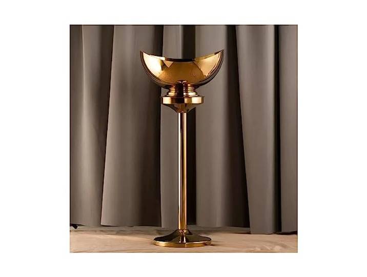 BinOxy EIS Eimer Eiskübel aus poliertem Edelstahl mit Ständer, großer, bodenstehender Eiskühlerkübel for Bier, Weinkühler, Außen- oder Innenbereich Eiseimer/Eiskübel (Color : Gold)