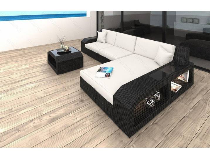 Stoff Couch Rattan Matera L-Form
