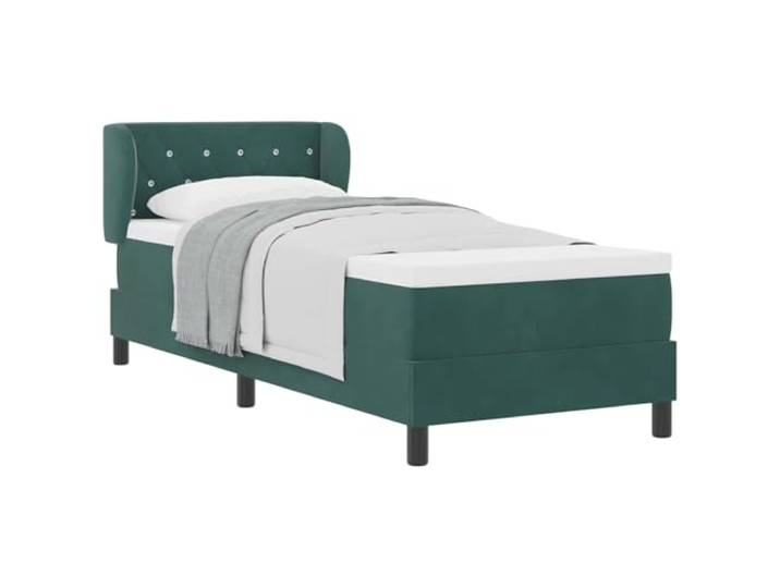 PUGYNBK Boxspringbett aus Samt, Dunkelgrün, 80 x 200 cm Verstellbares Kopfteil, Holzrahmen, inkl. Matratze und Topper