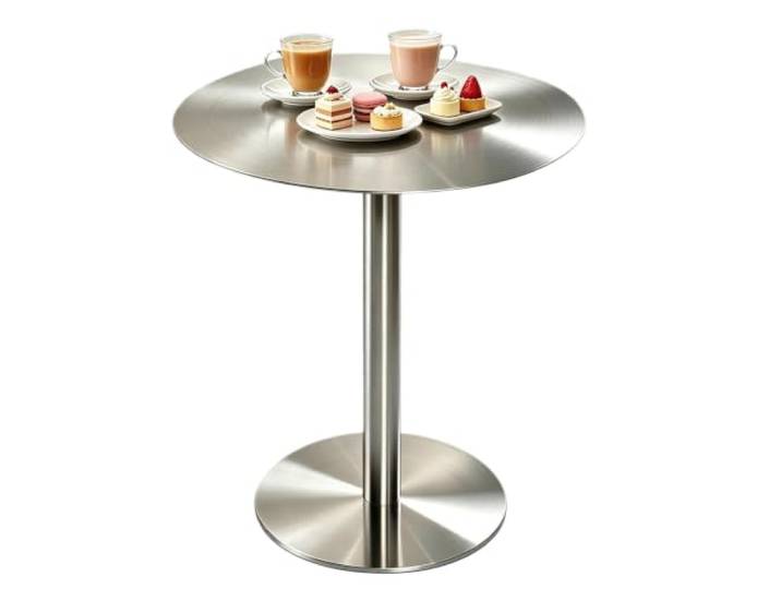 Bartisch aus Edelstahl mit Thekenhöhe, Esstisch, hoher Beistelltisch Hoher Bistro-Pub-Tisch, Kaffee- und Cocktailtisch – quadratischer, runder Hochtisch mit stabilem Sockel(Round,40x40x105cm)
