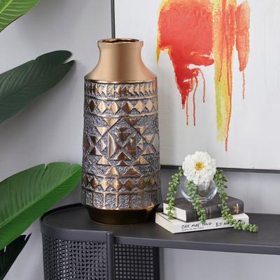 Studio 350 Gold Porcelain Ceramic Tribal Decorative Vase