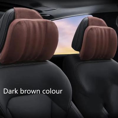 Inspired Finds Suede Memory Foam Car Headrest Pillow & Neck Support Cushion dark Brown