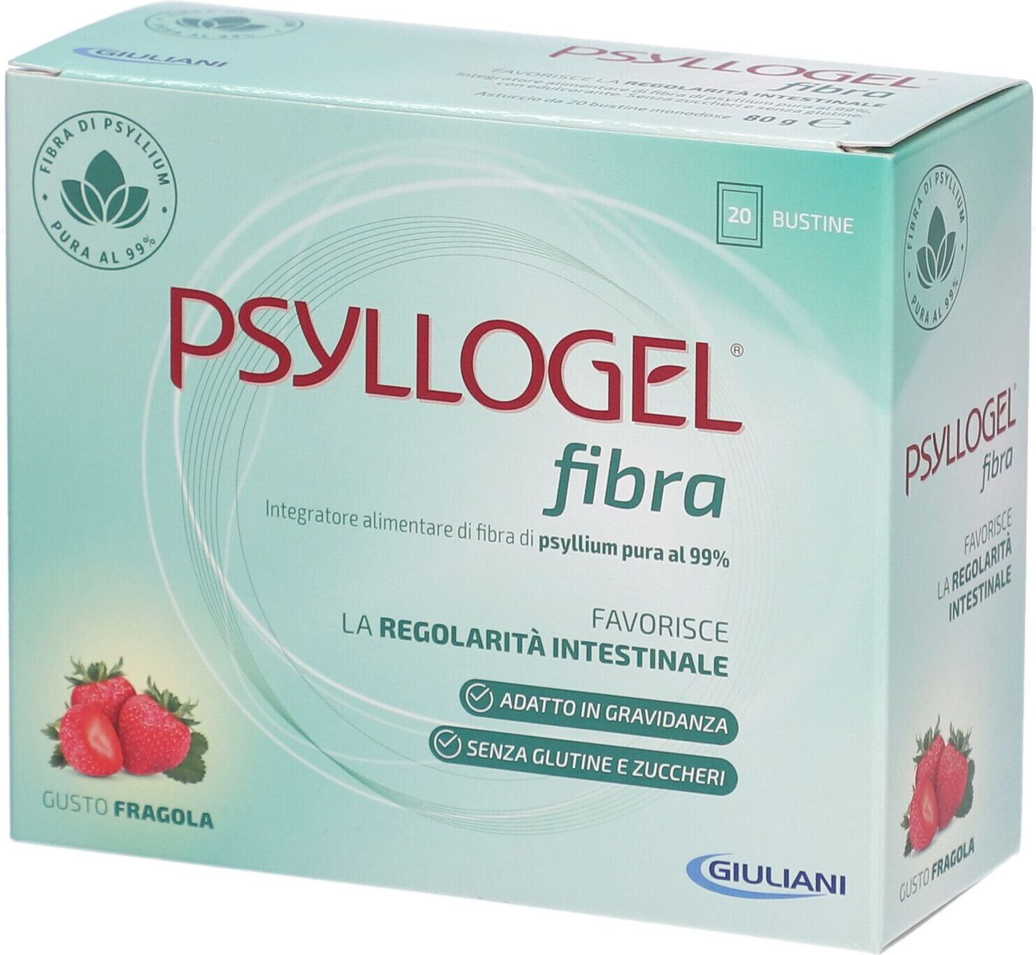 GIULIANI SpA Nathura Psyllogel Fibra Gusto Fragola, 20 Bustine