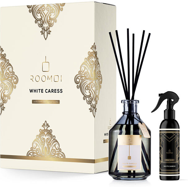 Roomoi White Caress Profumo per Ambiente + Spray Home Kit Regalo