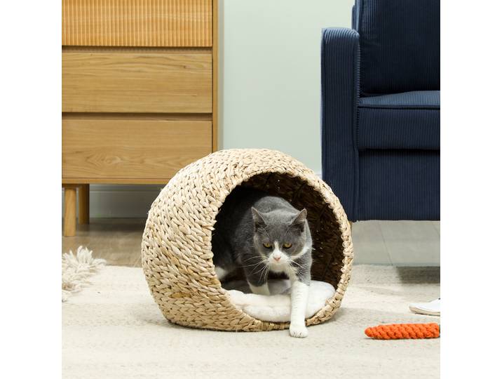 PawHut Panier Chat Quenouille Marron 45x41x37 cm Intérieur Moelleux