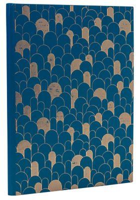 Exacompta Gästebuch Néo Déco Bleu de France 220x270 mm, 100 Seiten Clairefontaine, Goldschnitt, transparente Box Fragen Erklären