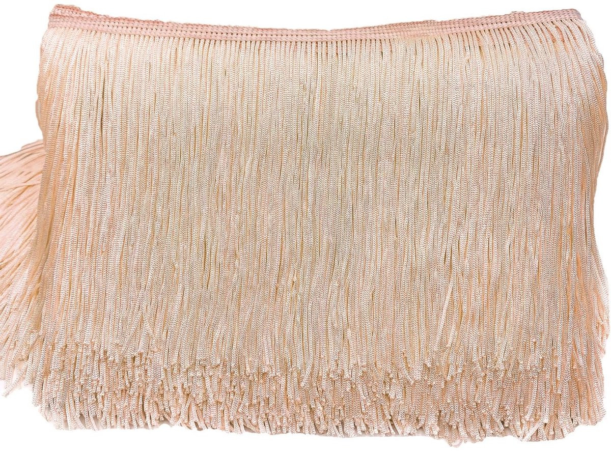 Decoratief fransenband ONF3 met fransenborte voor DIY-projecten, kleding en gordijnen, Polyester, 4 m x 20 cm