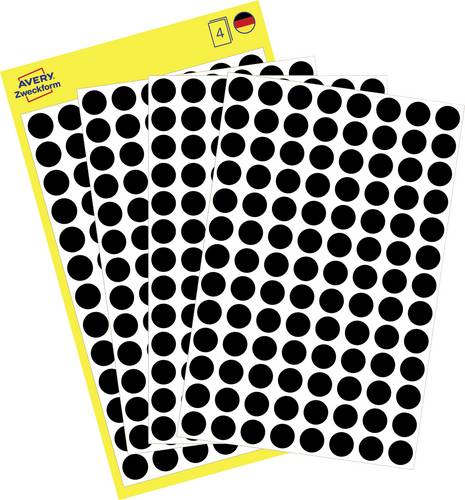 Avery-Zweckform 3009 Markierungspunkte Etiketten Ø 8mm Schwarz 416 St. Permanent haftend Papier