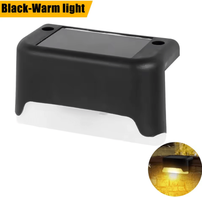 Inspire Curations Warm White Solar Step Lights Waterproof LED Stair And Fence Lights black Warm Light 1pc