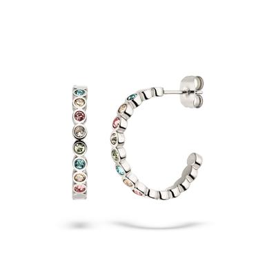 Paar Creolen TAMARIS "Schmuck Geschenk Edelstahl Ohrstecker Colorful Circle", bunt (edelstahlfarben, bunt, bunt), Ohrringe, Damen, 17mm, Edelstahl, mit Zirkonia (synth.)