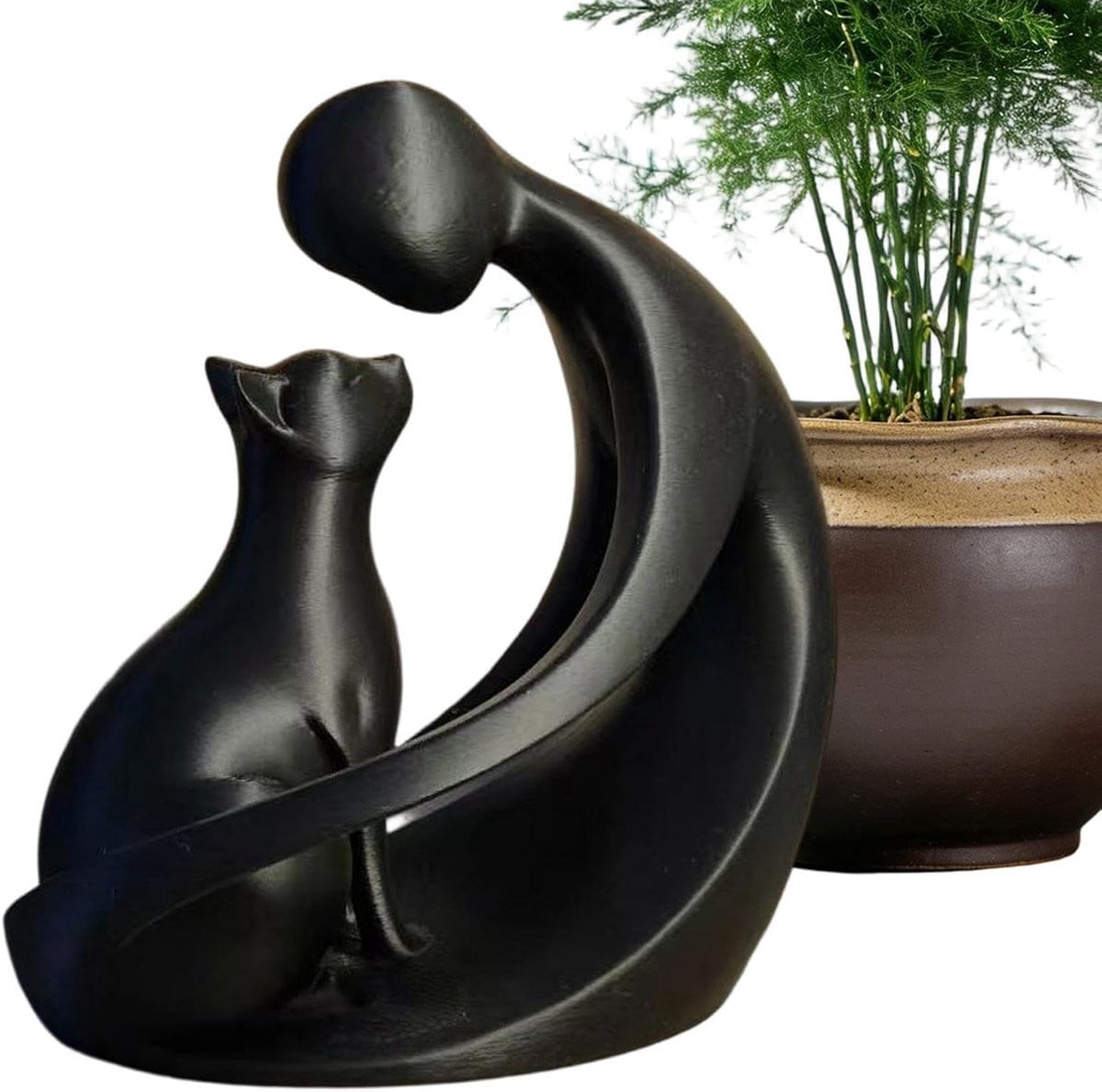 Zwart Herdenkingsbeeldje Vriendschap Kattendecoratie Figuur - Hoogte: 115 cm