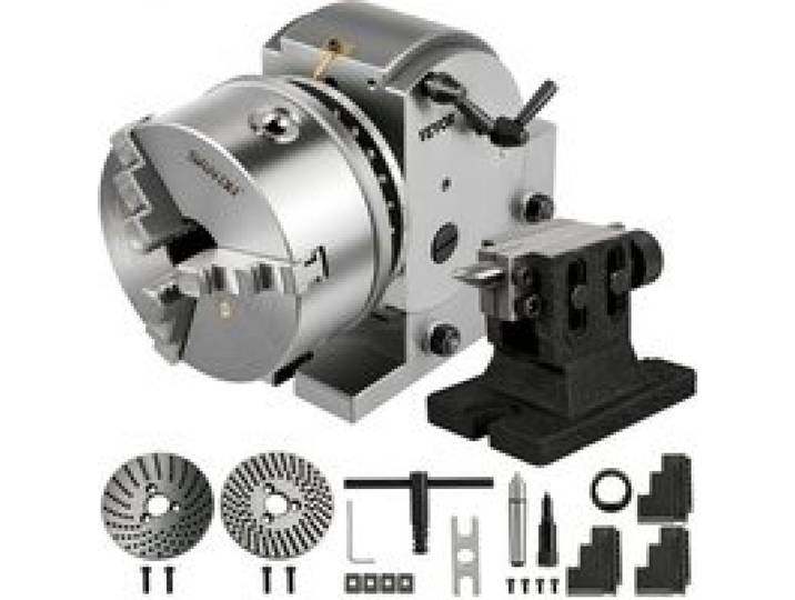 VEVOR Tête de Division 6 160 mm Ensemble Tête Universelle Utilisable pour la Division Directe et Indirecte avec 3 Mâchoires de Mandrin 2 Plaques de Séparation pour Fraiseuse, Rectifieuse, Perceuse