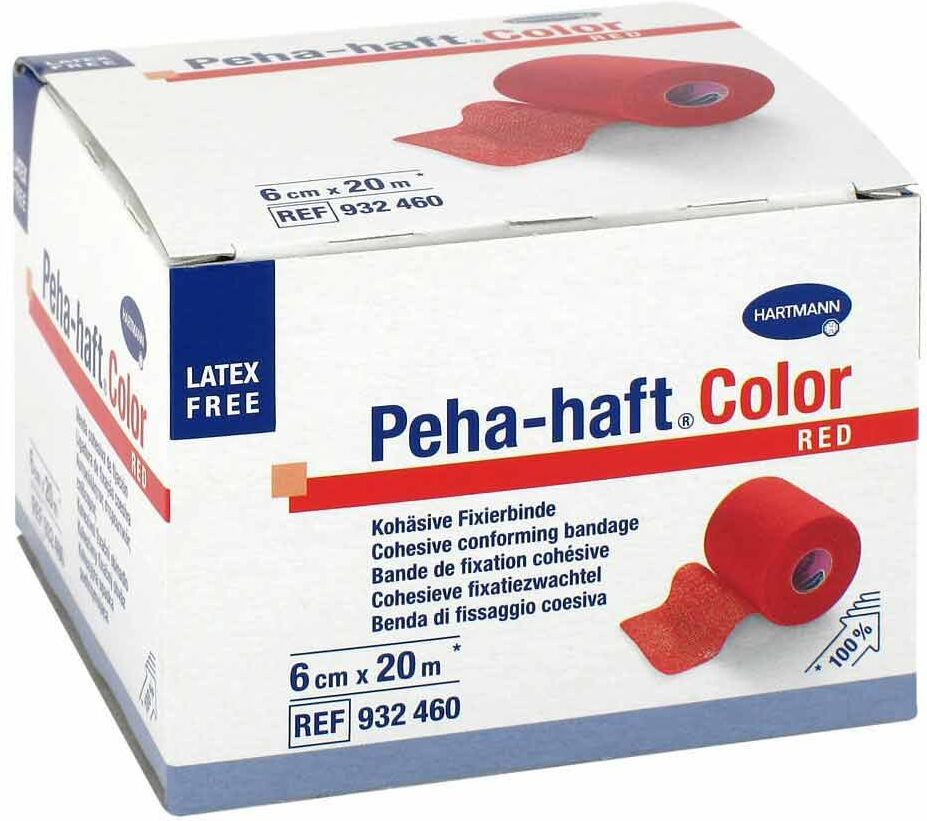 Peha Haft Color Fixierbinde latexf. 6 cm x 20 m rot 1stk