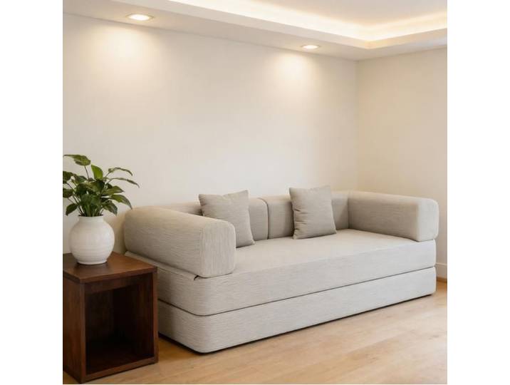 Canapé convertible canapé-lit lit de sol corduroy off white 2 places pliable sans montage coussins inclus ORVRYN