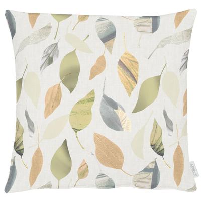 Dekokissen APELT "3406, 1 Stück, Blätterdesign - Kissenhülle ohne Füllung", beige (natur, grün, beige, bedruckt), B:49cm L:49cm, Obermaterial: 75% Polyester, 25% Baumwolle, Dekokissen_Sitzkissen_Kissenhüllen, Reißverschluss, ohne Füllung, Herbstblätter