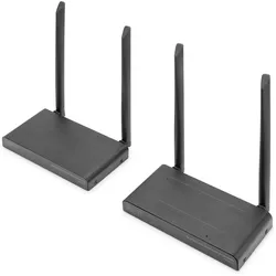 Digitus 4K Wireless HDMI Extender/Splitter Set, 1x4 200 m, 1x TX, 1x RX, KVM Switch, Schwarz