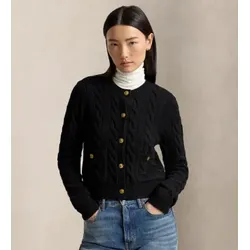 Polo Ralph Lauren für Damen. 211978312001 Schwarze Wollstrickjacke (S), Lässig, Wolle