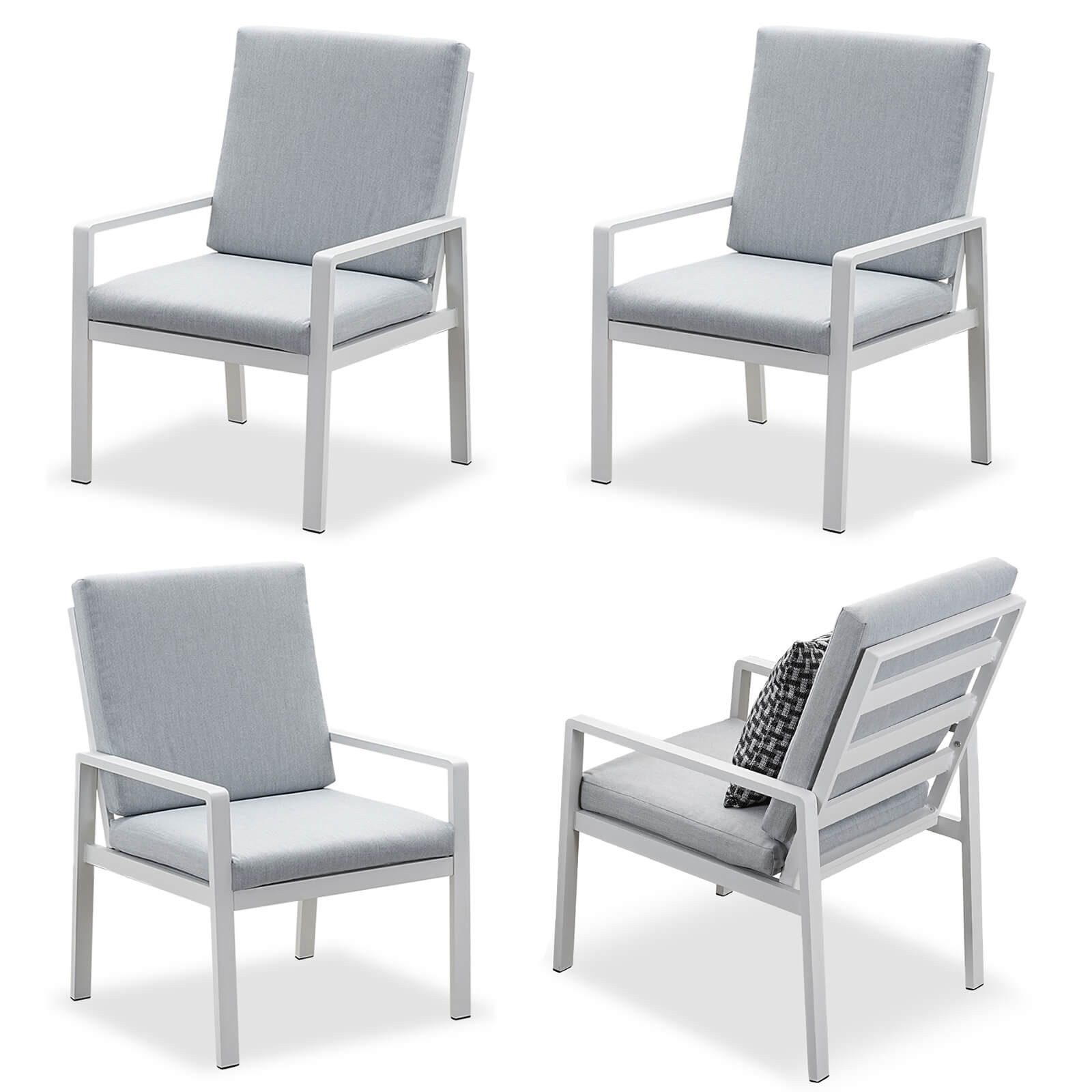 MEXO Gartenlounge-Set Gartenmöbel Set Aluminium Gartenlounge Set Esszimmerstühle wetterfester Gartenstuhl Balkonstuhl(4-tlg)