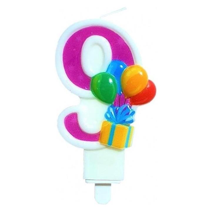 Mk Trade Geburtstagskerze 9 mit Luftballons (1 Stk.) (47593973)