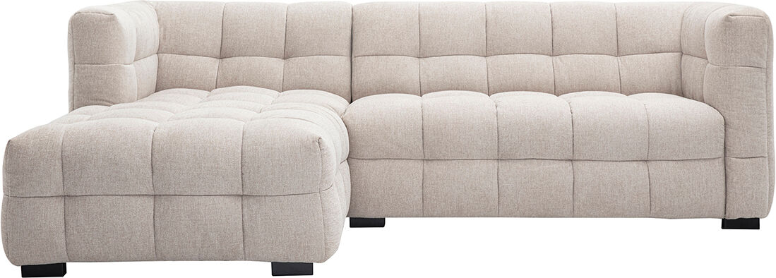 Miliboo Ecksofa links Design 3-Sitzer in strukturiertem Samt-Effekt Stoff beige CORTO