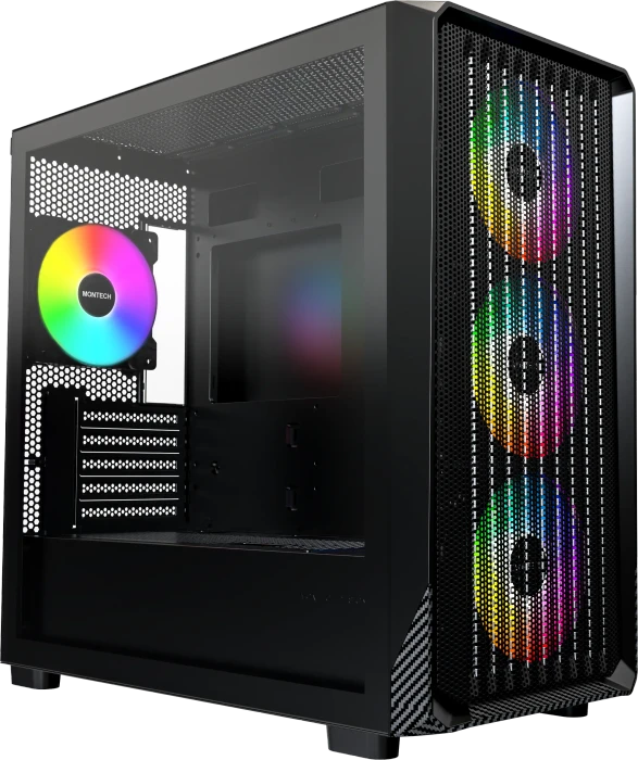 Montech X5M PC-Gehäuse, Midi-Tower, Micro-ATX, ARGB, Tempered Glass - schwarz