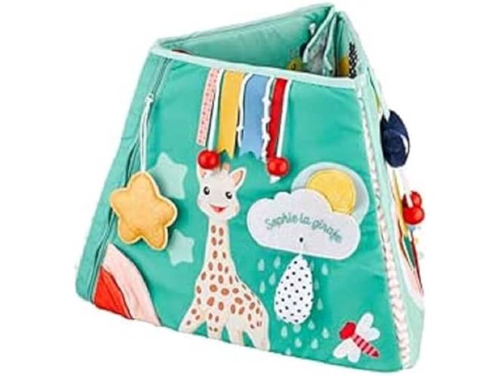Sophie la Girafe - Mehrseitiges Activity-Board für Baby Spiegel, Rassel, Beißring, Kugeln und Reißverschluss zum Erkunden 5 Spielpositionen Geschenkidee