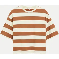 Gestreiftes T-Shirt im Boxy-Fit Braun 36