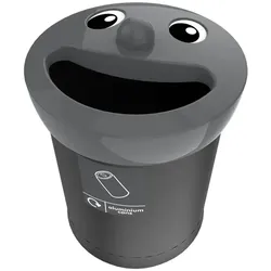 Mülleimer Smiley Face Bin Abfallbehälter 52 L grau schwarz für Schulen, Kindergärten und Kindertagesstätten