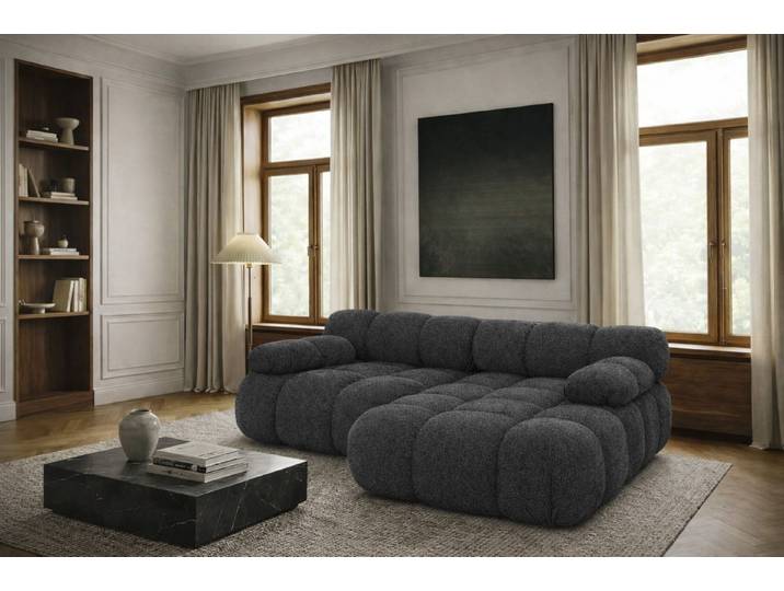 Kaiser Möbel Ecksofa L Mini, modular für Wohnzimmer, Bouclé-Stoff Abriamo, Selia, Bouclé-Stoff Abriamo,L-Form,modular kombinierbar